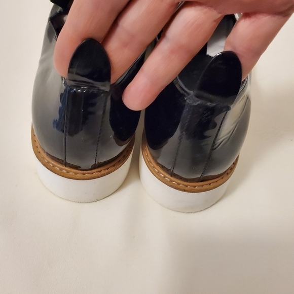 VINCE SANDERS BLACK PATENT LEATHER PLATFORM LOAFERS SIZE 10M - Picture 12 of 14